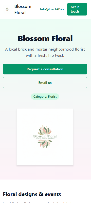 Example webpage built with ExactAD